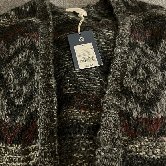 Gray, maroon, and black knee length cardigan. NWT. Size small. - Picture 1 of 2